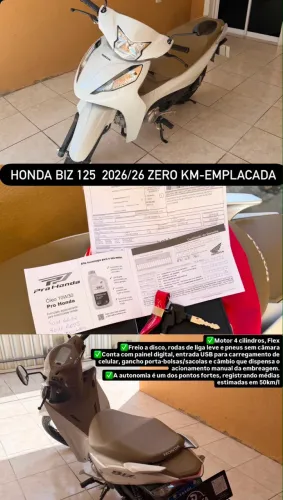 HONDA BIZ 125 2026/26 ZERO KM-EMPLACADA