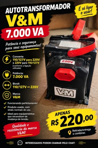Transformador /Auto transformador 220 para 110 7000 va bivolt