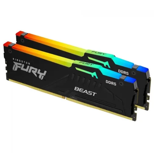 Memória DDR5 Kingston Fury Beast, RGB, 16GB (2x8GB), 6000Mhz, Black