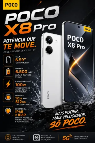 POCO X8 Pro 12/512GB Branco Global Lacrado 5G Original Pronta Entrega