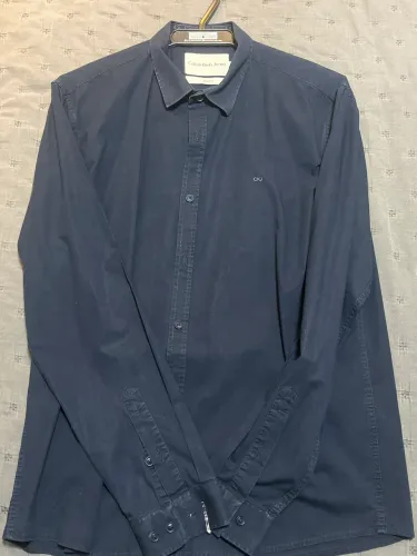 Camisa Social Calvin Klein Azul Escura