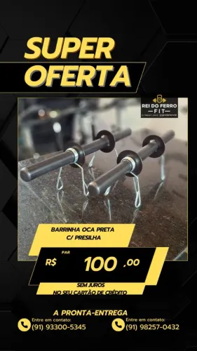Barrinha oca preta (com presilha)