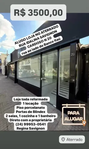 Alugo Loja Ótimo Ponto no Centro do Aterrado