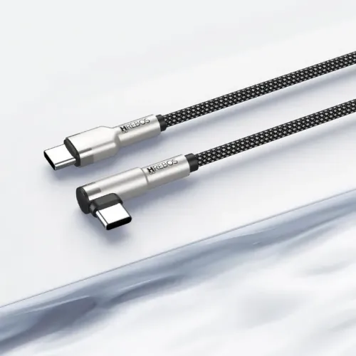 Cabo USB-C para USB-C Hrebos CB-378C 100W Turbo 3.1A 90° 1 Metro Nylon