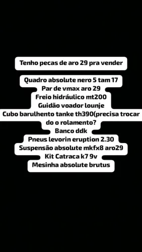 Pecas de bicicleta aro 29 pra vender ou trocar em alguma coisa