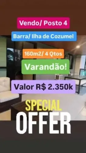 Vendo 4 Quartos na Praia da Barra da Tijuca! Valor Imperdível!!