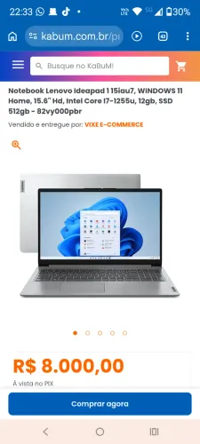 Notebook Lenovo ideapad 115iau7 12 geração, 12 gb memória para retirar peças, placa mãe da