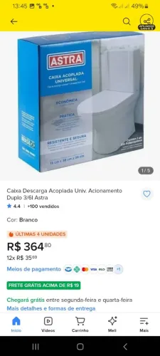 Caixa acoplada universal barbada