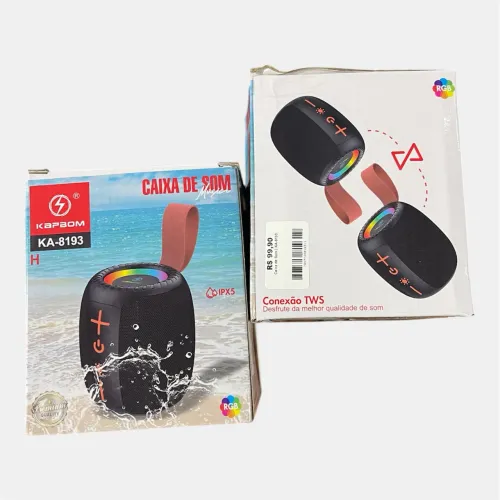 Caixa de Som Bluetooth RGB Portatil KAPBOM KA-8193 IPX5 TWS Prova D'agua