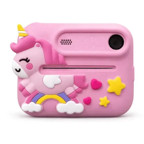 Câmera Infantil que Imprime a Foto na Hora Unicórnio Rosa Tira Foto e Filma