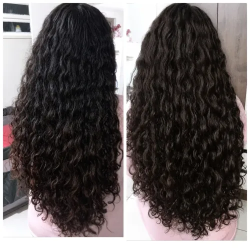 Cabelo cacheado natural humano