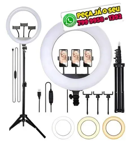 Luz luminária c/ pedestal e controle , para filmagem maquiagem apresentações, 14 polegadas