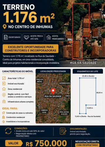 ÁREA NO CENTRO DE INHUMAS