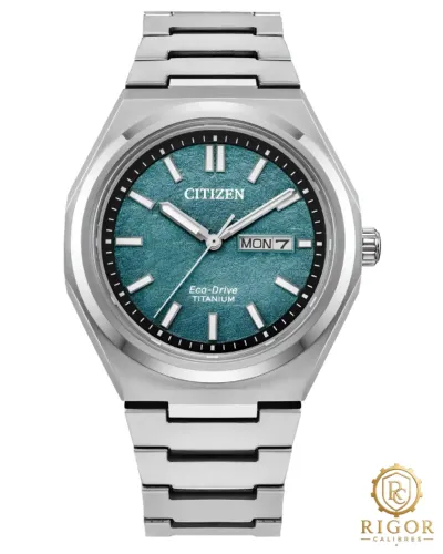 Relógio Citizen Eco-Drive Super Titanium Zenshin AW0130-85X Verde e Cristal de Safira