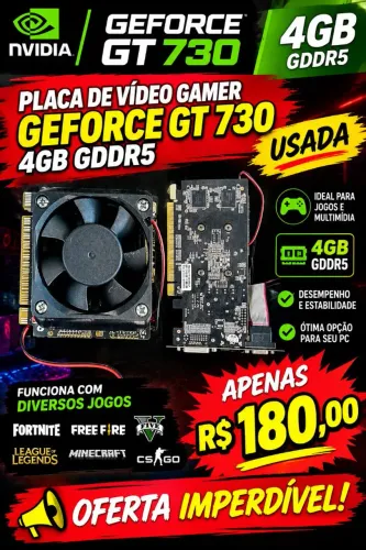Placa de vídeo Gamer GT 730 4gb usada