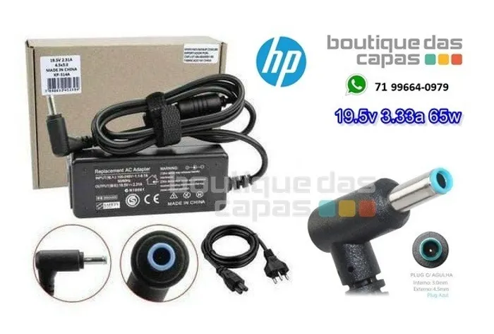 Fonte Carregador Compativel com Hp 19.5v 3.33a 65w 4.5x3.0mm Knup KP-513B
