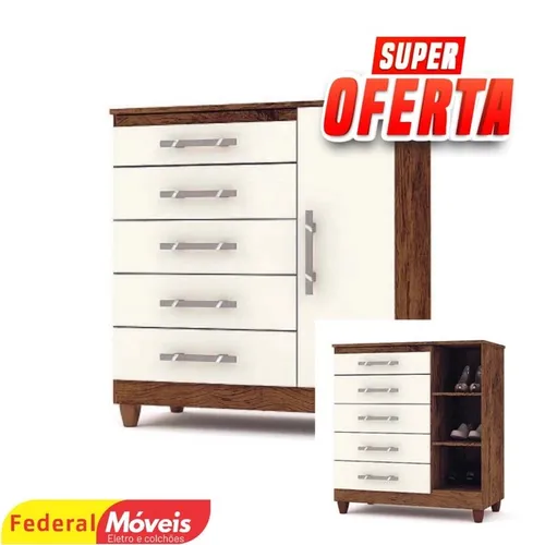 Cômoda sapateira 5 gavetas line - nova na caixa 