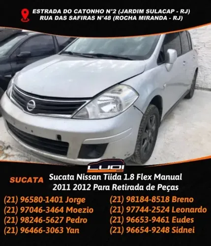 Sucata Nissan Tiida 1.8 Flex Manual 2011 2012 Para Retirada de Peças