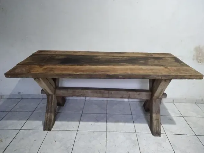 Mesa bancada jantar rústica alta