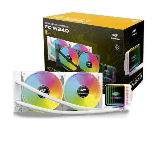 Water Cooler C3Tech White 240mm Led ARGB Intel/AMD LGA1700 AM5 TDP:250w - WZetta
