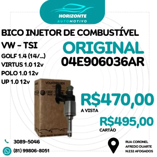 Bico Injetor de Combustivel VW Original - Motor Tsi - UP, Polo, Virtus, Golf