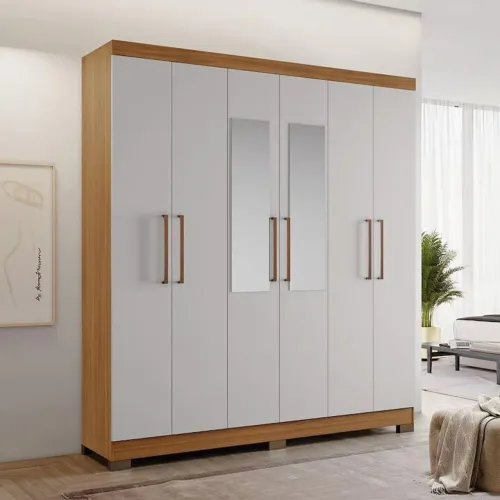 Guarda-Roupas de Casal 6 Portas com Espelhos amplo