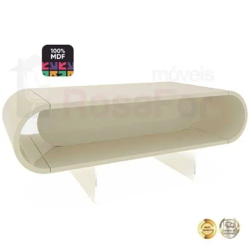 Mesa De Centro 100% MDF e Pés de Vidro (ENTREGAS EM ATÉ 24h)