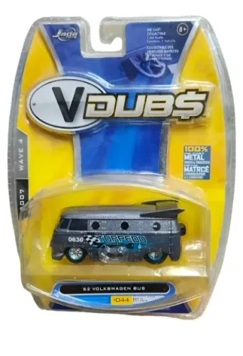 Jada Toys 1/64 V-dubs - Volkswagen Bus 1962 - Kombi 62 - Cinza-escuro
