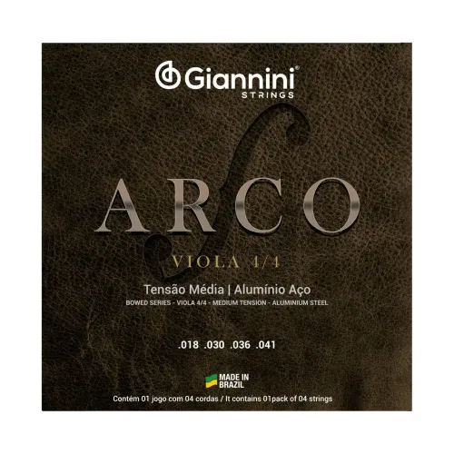 Cordas para Viola de Arco 4/4 Giannini Arco Alumínio Aço GEAVOA Média