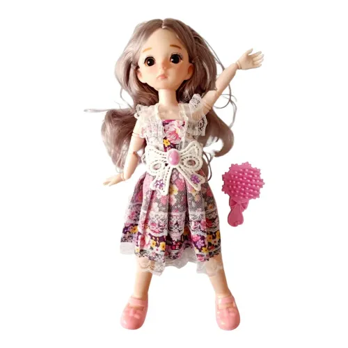 Boneca BJD (Articulada) 28cm com Vestido Floral Lilás e Acessório