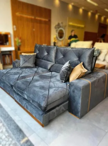Sofá Retrátil e Reclinável Gran Bello 2.50m- Molas Ensacadas Produto Novo