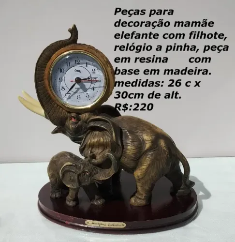 Relógio funcionando para decoração em resina e madeira.