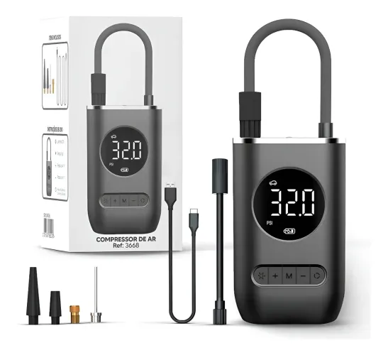 Bomba De Ar Portátil Compacta Com Lanterna
