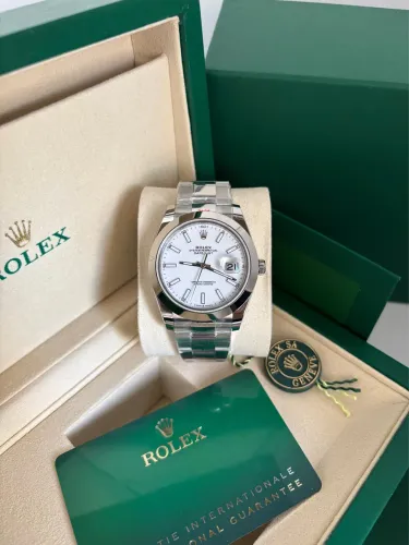 Rolex Datejust Branco Linha Super | Aço Inoxidável ? Caixa Completa + Cartão