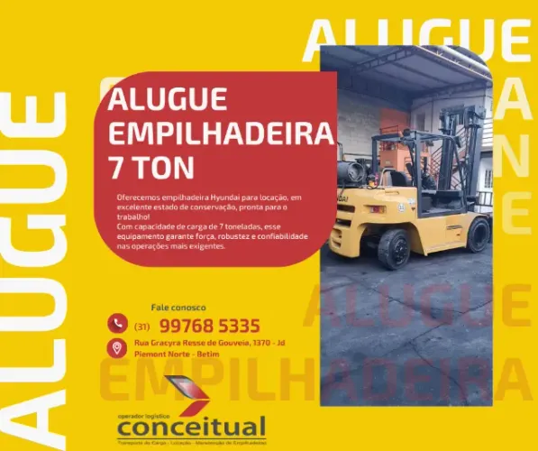 Locação de Empilhadeira Hyundai 7 Toneladas ? Potência e Segurança para Suas Operações!