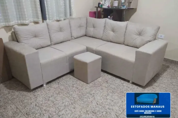 Sofá de Canto em tecido suede aveludado Novo!