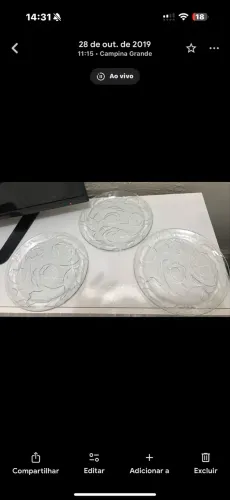 Pratos bico de jaca c/ desenhos de flores alto relevo TAM G