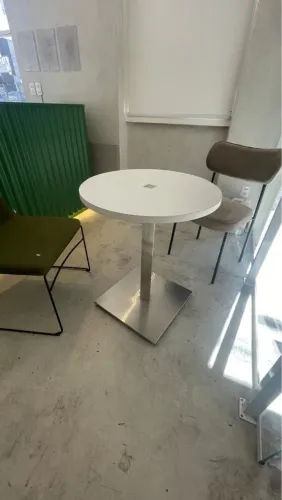  Nova sim uso Mesa redonda branca para sala de jantar base inox 