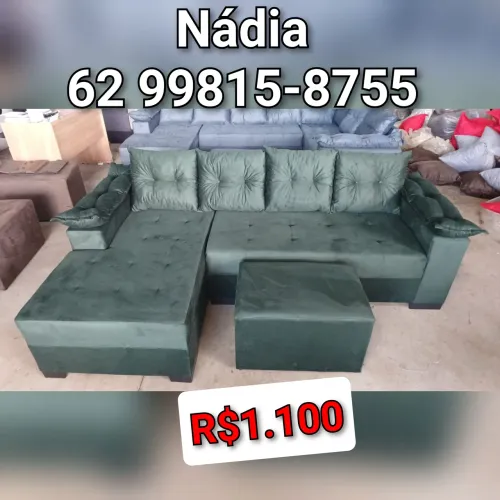 Sofá de canto com puff - R$1.100,00 verde 4 lugares