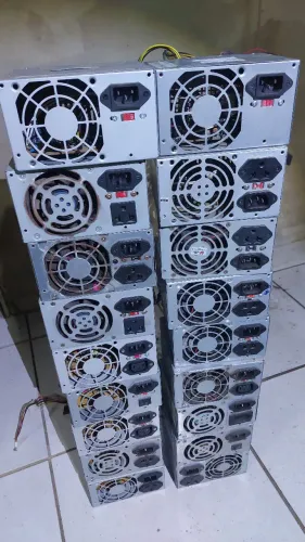 Fontes ATX Desktop Nominal Lote3 com 18un para reparo e ou retirada de peças (Usadas)