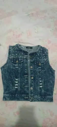 Colete jeans feminino 