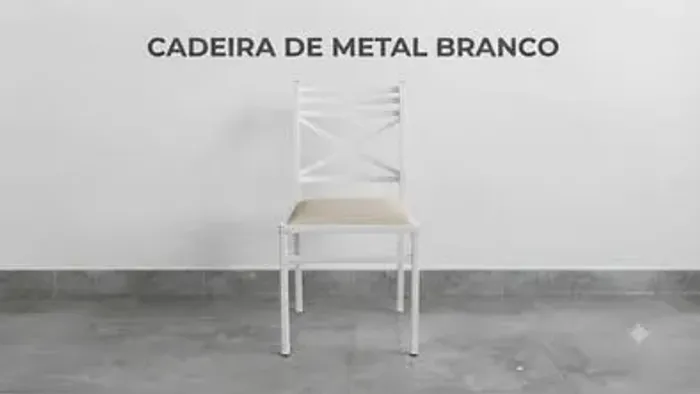 Cadeira em Metal Branco com Assento Acolchoado
