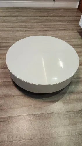 Mesa de Centro Branca com Tampa de Vidro