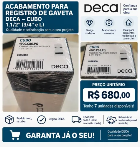 Acabamento para registro de gaveta DECA- CUBO