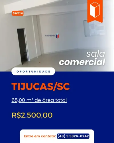 Sala Comercial para Aluguel no Bairro XV de Novembro  Tijucas/SC