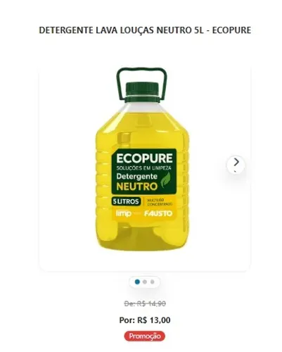 DETERGENTE LAVA LOUÇAS NEUTRO 5L - ECOPURE