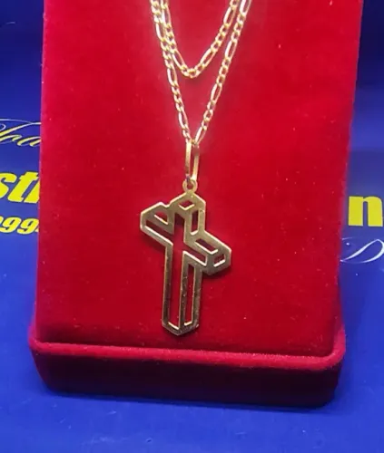 Pingente Cruz Peso 1.14 Gramas 25 mm Ouro 18 Kilates