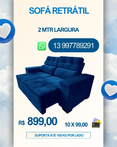 Sofá retrátil 2 mtr A pronta entrega 