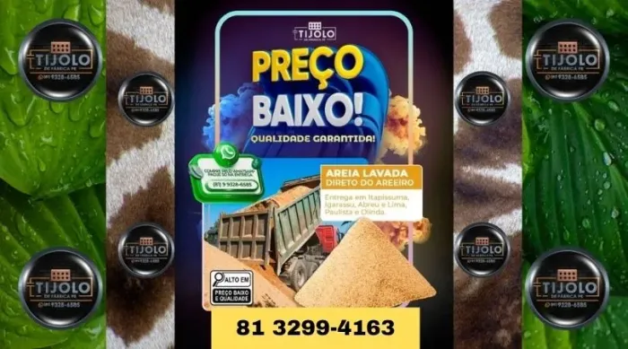areia lavada para alvenaria e acabamento 