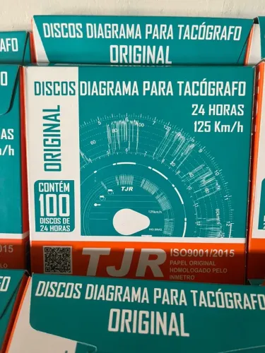 Kit 10 Cx Tacógrafo Diário 24 horas 125 Km Caixa 1000 Discos Branco TJR
